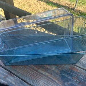 Blue Stackable Storage Bins. One clear bin